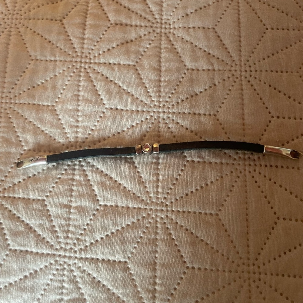 Josh navy leather and silver bracelet